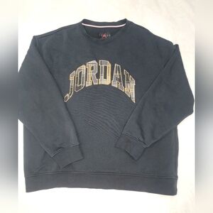 Jordan Black Crewneck Sweater Arched Text Design
